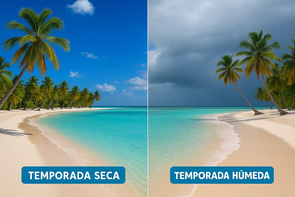 Comparación del clima en Isla Saona entre temporada seca y húmeda
