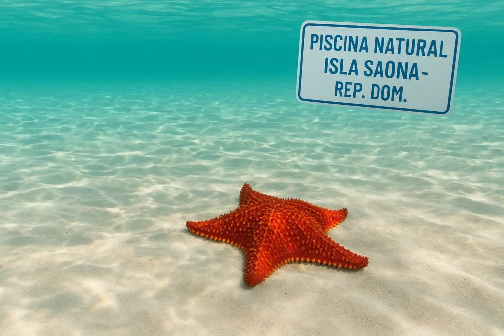 Estrella de mar roja en piscinas naturales Isla Saona República Dominicana avistamiento