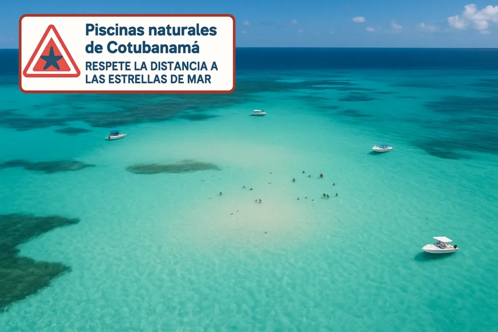 Piscinas naturales Cotubanamá vista aérea turismo responsable estrellas de mar