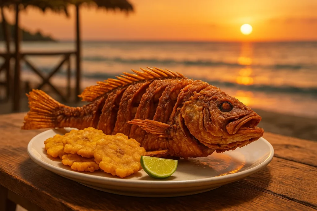 Plato de pescado frito en un restaurante de Bayahibe, ideal para cenar después de la excursión a Isla Saona