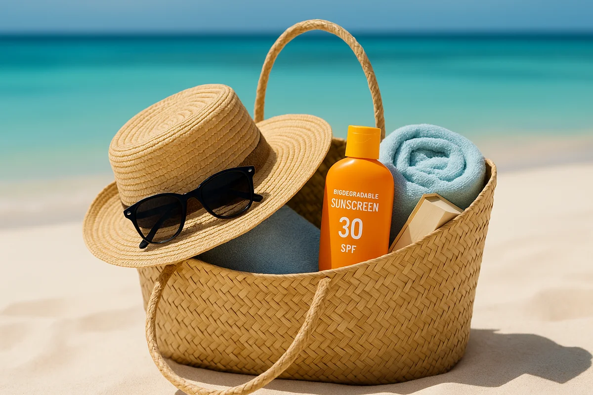 Mochila con todo lo que hay que llevar a una excursión a una isla tropical como Saona